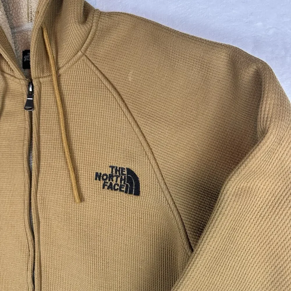 THE NORTH FACE TNF SHERPA LINED FULL ZIP MENS HOODIE SIZE M WAFFLE KNIT THERMAL